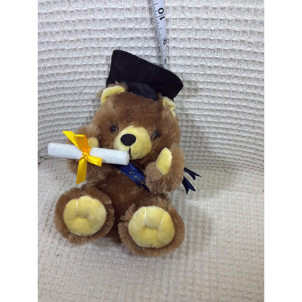 Unbranded Graduation Teddy‎ Bear Kids 9in Brown Good Plush With Diploma Cap
